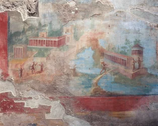 Fresk av fontän-nymfaeum av House of Small Fountain, Pompeji (UNESCOs världsarvslista