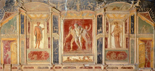 Fresk med väggdekoration, från House of Meleagro, Pompeji (UNESCOs världsarvslista