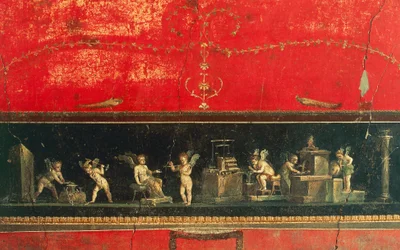 Fris med cupid, House of Vettii, Pompeji (Unescos världsarvslista
