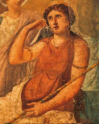 Hera, detalj av fresk med titeln Torture of Issone, House of Vettii, Pompeji, Campania, romersk civilisation