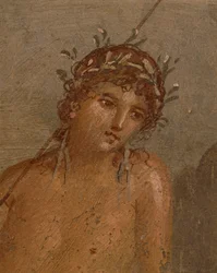 Italien, regionen Kampanien, Neapelprovinsen, Pompeji, Marco Lucrezios hus Frontone fresk föreställande Narcissus vid damm