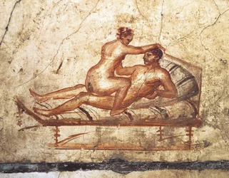 Italien, Campania-regionen, Neapelprovinsen, Pompei, House of Vettii, Erotisk fresk