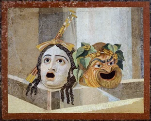 Mosaik med teatraliska masker, från Villa Adriana, Lazio