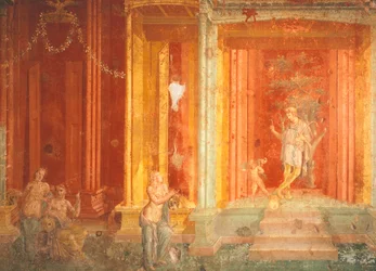 Väggmålning föreställande Iphigenia i Oxen, Pinarius Cerialis hus, Pompeji, Kampanien, Italien