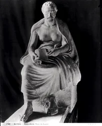 Sittande filosof, vars huvud tros föreställa Demosthenes (384-322 f.Kr.) (senare tillagt), från Villa Montalto-Negroni