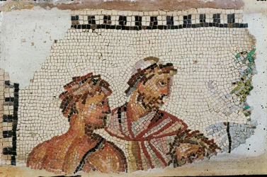 Odysseus och hans son Telemachos (mosaik)