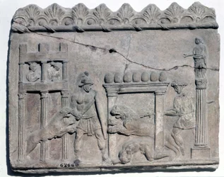 Venatio på arenorna. Nedre relief från romersk tid. Museo Nazionale Romano