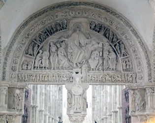 Klostret i Vézelay (89), tympanonet i basilikan Sainte-Marie-Madeleine. 1100-talet