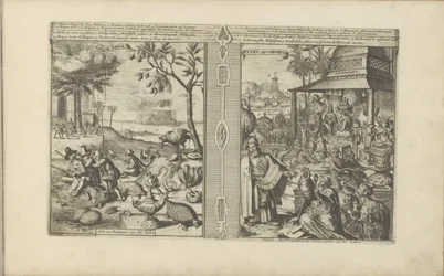 Bomen, dieren en noten; Verering van godsbilden Mangas Nooten / Träd, Djur, etc. of India // Tyden, Afgoden / Idoler, matematiker, filosofer etc. of India (titel på objekt) Öst- och Västindien och andra platser (serietitel)