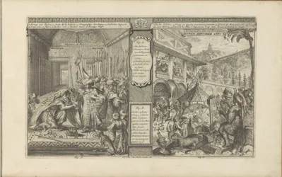 Historia om en statstjänsteman i Persien; Tid med mexikanerna Persisk historia / Histoire de Perse // Veder Schilder Konst / Art de peindre chés les Mexiquains (titel på objekt) Les Indes Orientales et Occidentales et autres lieux (serietitel)