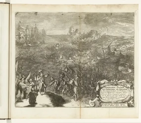 De spanska soldaternas nattliga resa till Duiveland, 1575 Beundransvärd Pas[s]age des Espagnols en Zelande (titel på objekt) Guerres de Flandres (serietitel)