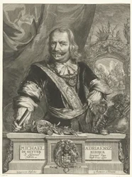 Porträtt av Michiel de Ruyter Michael Adriaensz de Ruyter Knight Generallöjtnant amiral Van Hollandt och West Vrieslandt (titel på objektet)