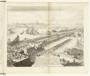 Parmaskeppsbro över Schelde, 1585 Le Pont de Farnese (titel på objekt) Guerres de Flandres (serietitel)