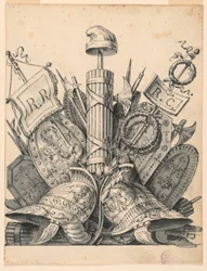 Teckning, Vapentrofé, 1830-1850
