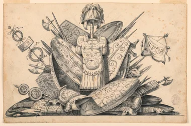 Teckning, Vapentrofé, 1830-1850