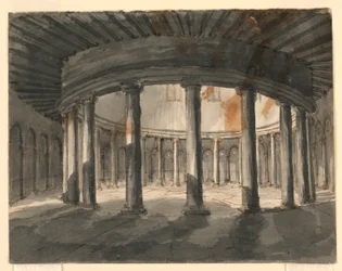 Scendesign, interiör av cirkulär byggnad