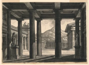 Scenografi för operan "The Last Day of Pompeii," på La Scala, Milano, 1827