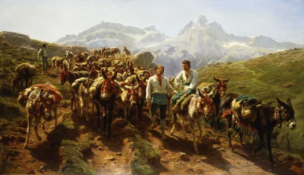 Spanska mulåsneförare korsar Pyrenéerna, 1857
