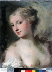 ""Diane"" (Diana) Pastellmålning av Rosalba Giovanna Carriera (1657-1757) cirka 1746 Pushkin Museum, Moskva