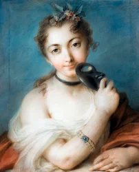 Porträtt av en kvinna med mask Målning av Rosalba Carriera (1675-1757) 1700-tal Privat samling