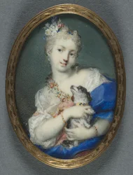 Kvinna med hund, 1710-1720.