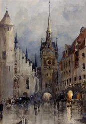 Gatubild i München, 1880.