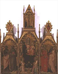Madonna och barn tronade med Saints (tempera på panelen)
