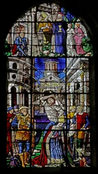 Vindue, der viser henrettelsen af St. Denis, 1530-40 sverige