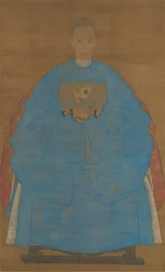 Porträtt av en gammal dam, daterad xinyou 1561 eller 1621.