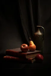Rustika böcker och frukt
