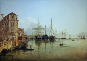 Utsikt över Strada Nuova mot Giardini Pubblici i Venedig