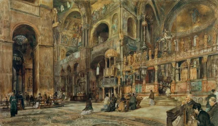 Interiörvy av Markuskyrkan i Venedig