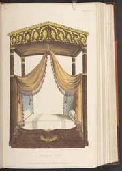 A French Bed, från Ackermanns Repository of Arts, april 1816 (färg litho)