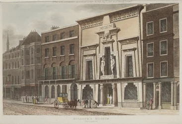 Vy över Bullocks Museum, mer känt som Egyptian Hall, på Piccadilly, 1815 (akvatint)