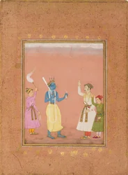 En hjälte som hälsades av prinsar som illustrerar det musikaliska läget Kanada Ragini, c1680