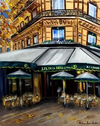 Höst vid Les Deux Magots Paris, 2023 (olja på duk)