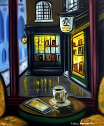 Coffee and a Bookstore, 2025 (olja på duk)