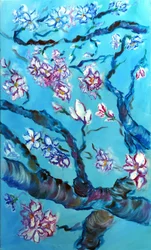 Eternal Blossoms Triptych - mitten, 2024 (olja på duk)