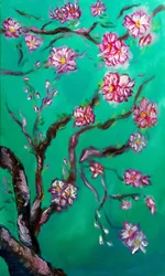 Eternal Blossoms Triptych - höger, 2024 (olja på duk)