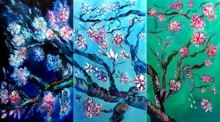 Eternal Blossoms Triptych, 2024 (olja på duk)