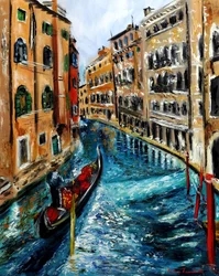 Gondol i Venedig Italien II, 2023 (olja på duk)