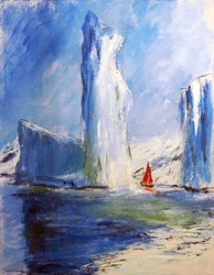 Iceberg and the Red Sail, 2020 (olja på duk)