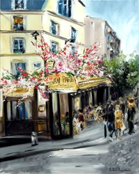 Le Vrai Paris Cafe Montmartre, 2021 (olja på duk)
