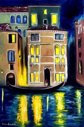 Natt i Venedig Italien, 2023 (olja på duk)