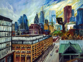 Rooftop Cityview of Toronto, 2021 (olja på duk)