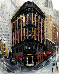 Snö på Wall Street i New York City, 2021 (olja på duk)