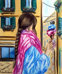 The Girl with the Gelato, 2025 (olja på duk)