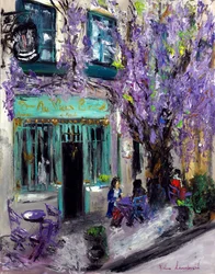 The Purple Cafe i Paris Frankrike, 2022 (olja på duk)