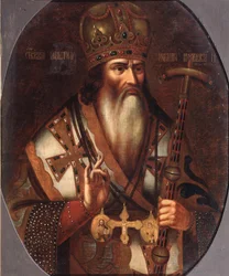 Porträtt av Joachim, patriark av Moskva 1674-1690, slutet av 1600-talet.