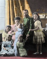 Familjeporträtt av tsar Nicholas II (1868-1918) av Ryssland - Fotografi omkring 1904-1905